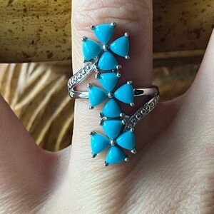 Sleeping Beauty Turquoise Sterling Silver Statement Ring Size 6